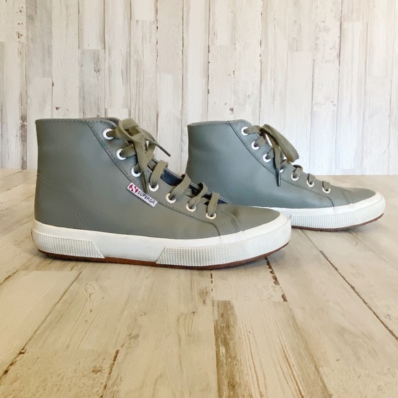Superga | Womens Gray Leather Lace Up High Top | Size: 7 - Picture 7 of 10